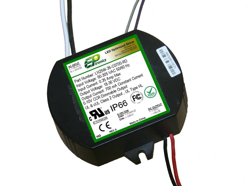 LN Series 25 Watt AC/DC LED Driver (Constant Current, Dimming Options, UL Recognized, Low Cost) - LiteControls