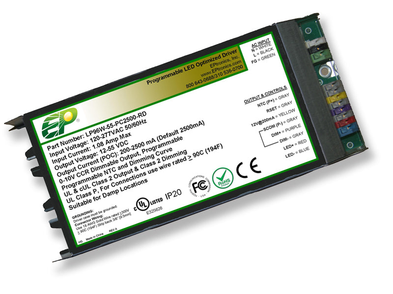 LP Series 96 Watt AC/DC LED Driver (Flicker Free, Programmable, Constant Current, Dimming Options, UL Recognized) - LiteControls