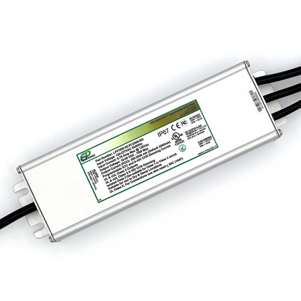 LPF75W Series 75 Watt Programmable LED Drivers with 12VDC Auxiliary