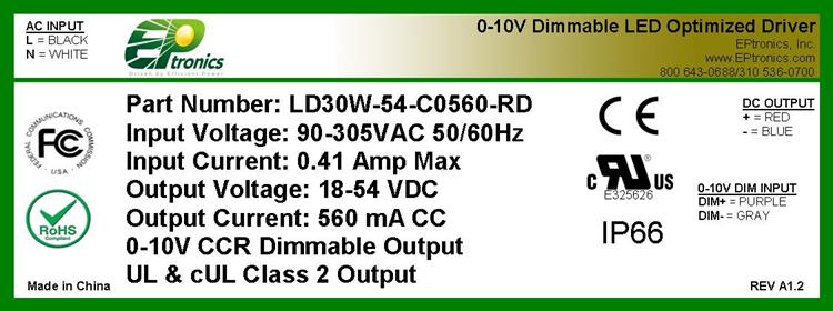 LD Series 30 Watt AC/DC LED Driver (Constant Current, – LiteControls