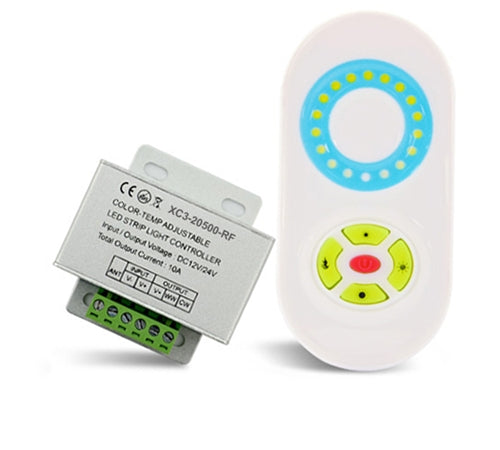 LED Controller w/ Color Wheel RF Remote (2 Channels – Cool/Warm White) - LiteControls