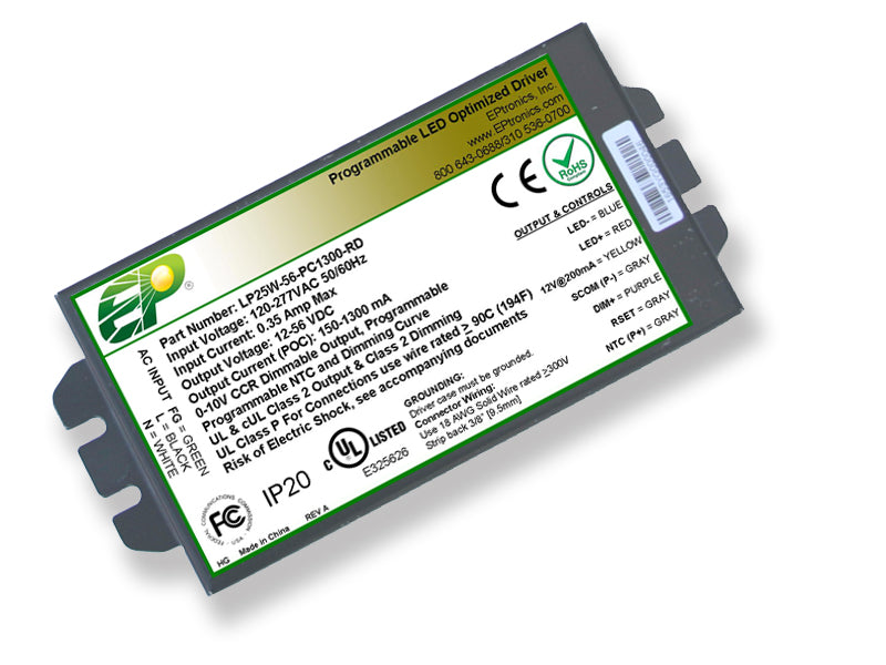 LP Series 25 Watt AC/DC LED Driver (Flicker Free, Programmable, Constant Current, Dimming Options, UL Recognized) - LiteControls